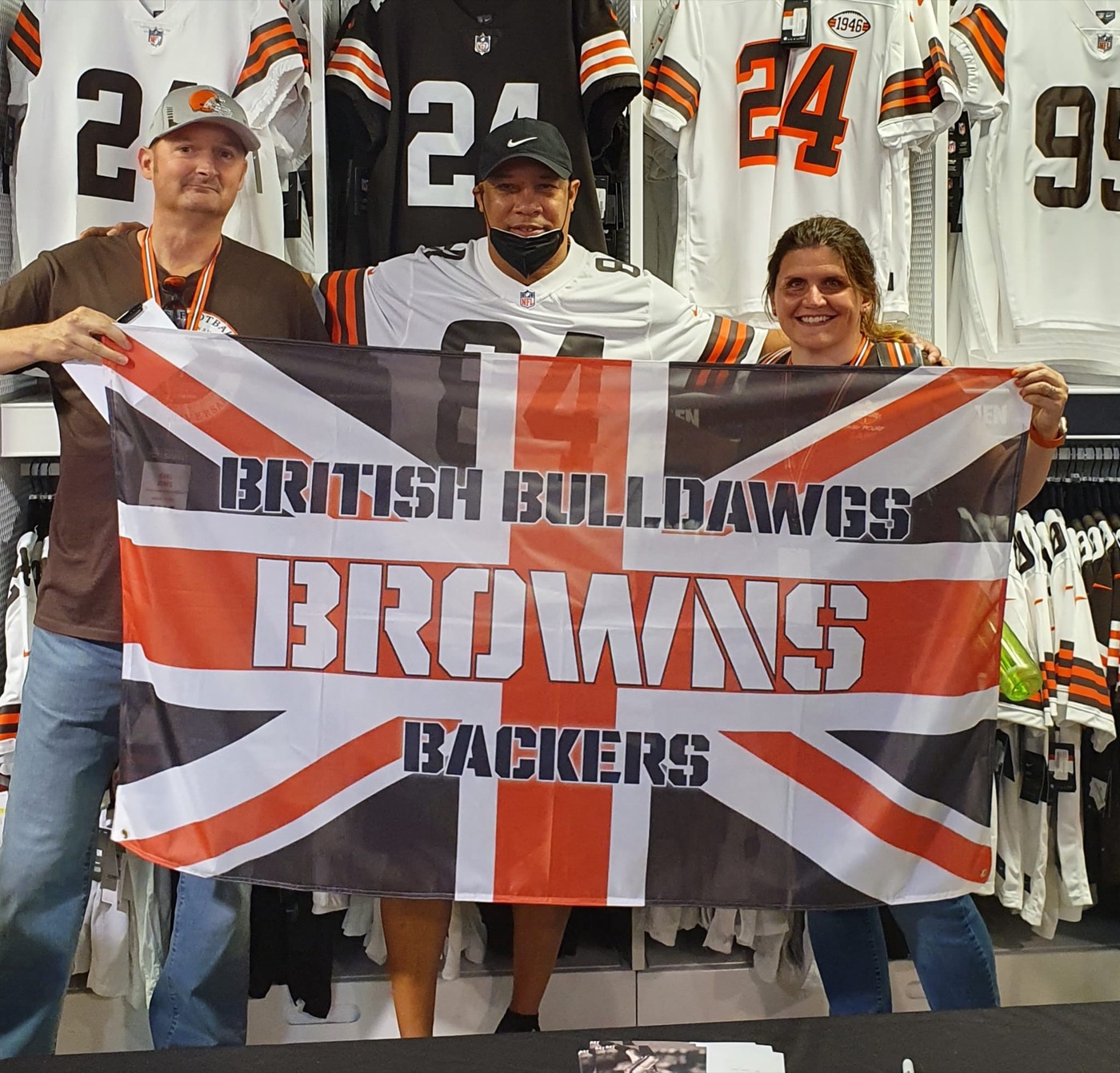 Club members in Browns jerseys
